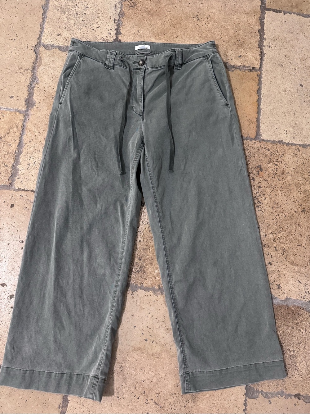 J. Jill cropped wide leg pants drawstring SZ 8 green